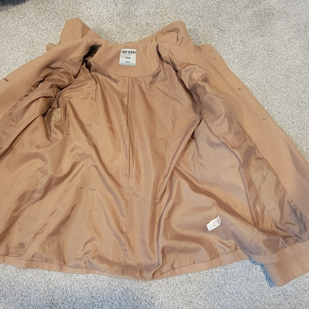 Old Navy Camel Color Wool Coat Size Medium - image 2